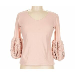 ANNE FONTAINE - MOSAIQUE FLORAL PUFF SLEEVE PINK STRETCH TOP